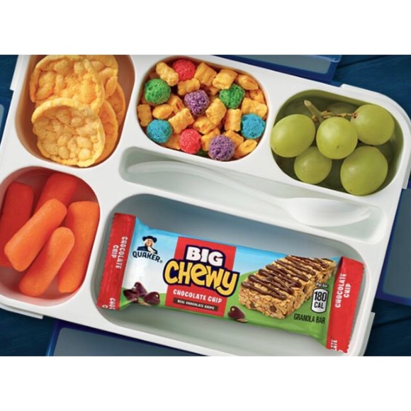 Quaker School Work Lunch Bento Box Food Container Lockable Lid Spork Blue - Picture 2 of 4